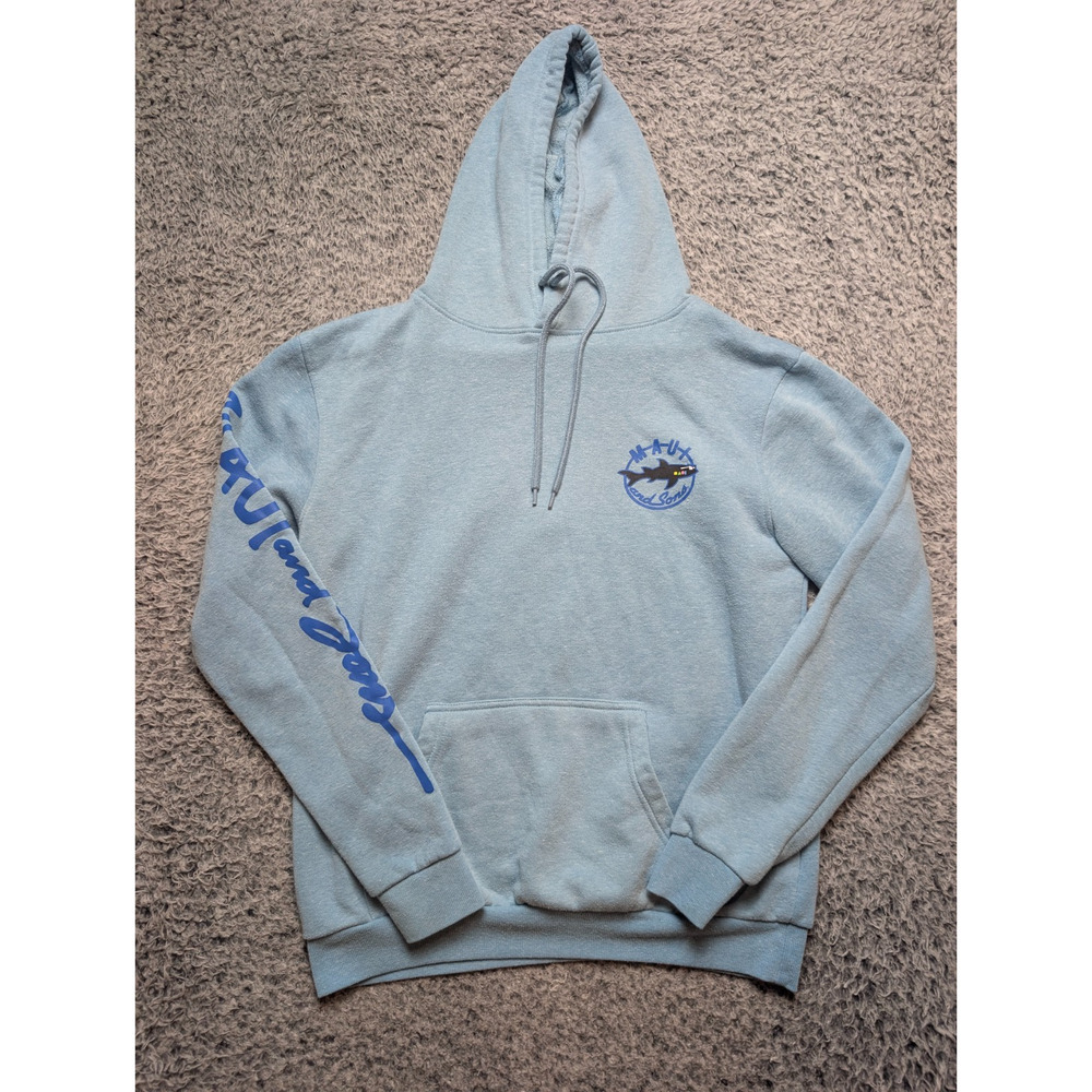 Maui and Sons Hoodie Adult Medium Blue Fleece Pullover Sweatshirt Outdoor Surf